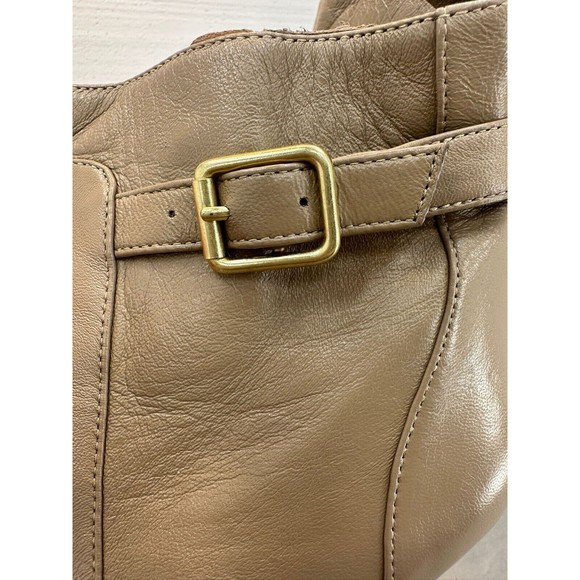 Ann Taylor Petra Buckle Booties Leather Beige Tan High Heel Fawn. Size 7.5 - Picture 9 of 12